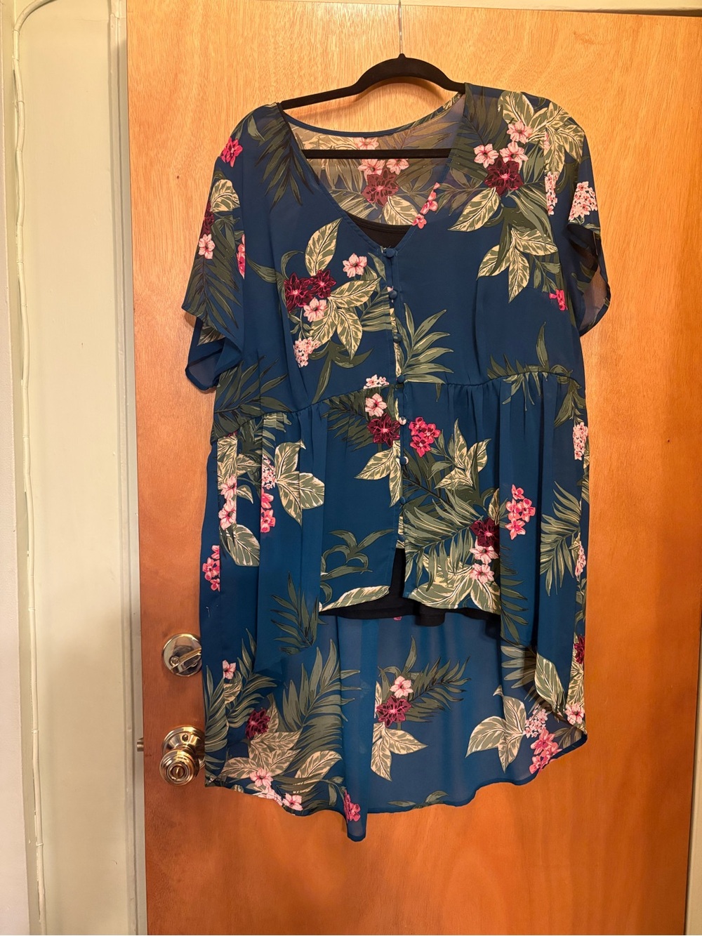 Floral V-Neck Women's Top - Teal Floral